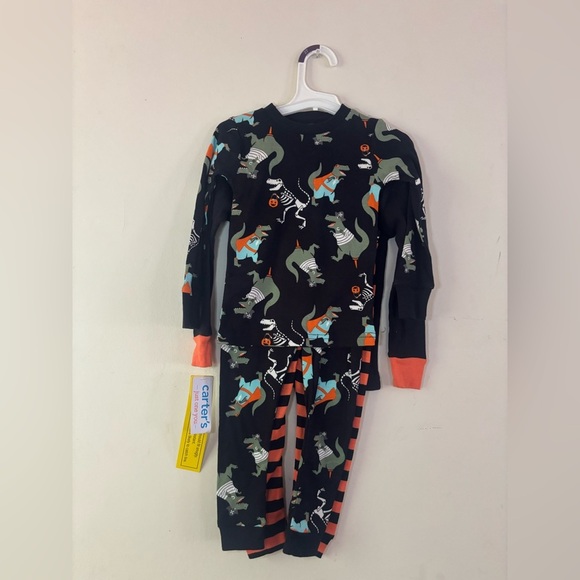 NEW! Carter's Toddler Long Sleeve 4pc Halloween Dino Pajama Set Size 18 Months - Picture 3 of 7